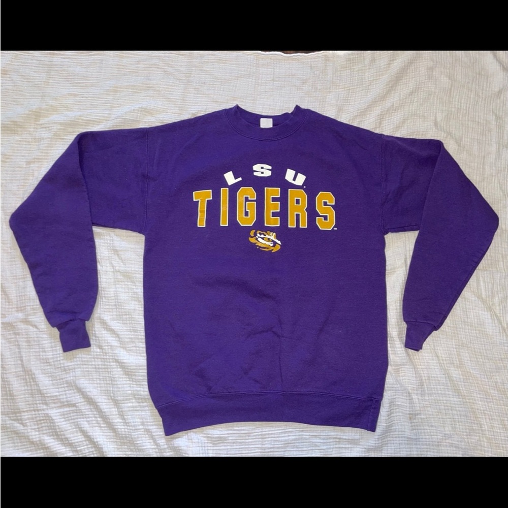 Purple LSU Tigers Women's Crewneck Sweater